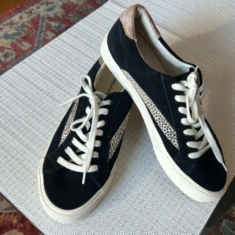 Madewell Sidewalk Low-Top Sneakers in Suede and Animal print sneakers